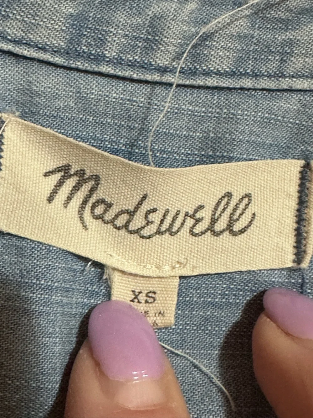 Madewell Light Blue Denim Shirt with Chambray Texture Sz  xs - Picture 2 of 6